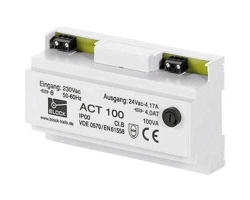 Block ACT 100 Transformateur de sécurité 1 x 230 V/AC 1 x 24 V/AC 100 VA 4.16 A