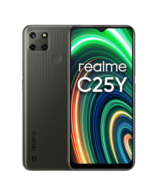 Realme C25Y - 4G smartphone - double SIM - RAM 4 Go / Mémoire interne 128 Go - microSD slot - Écran LCD - 6.5 - 1600 x 720 pixels - 3 x caméras arrière 50 MP, 2 MP, 2 MP - front camera 8 MP - gris métal