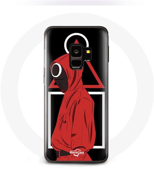 Coque pour Samsung S9 plus Squid Game logo symboles triangle carre cercle Fond Noir Maniacase