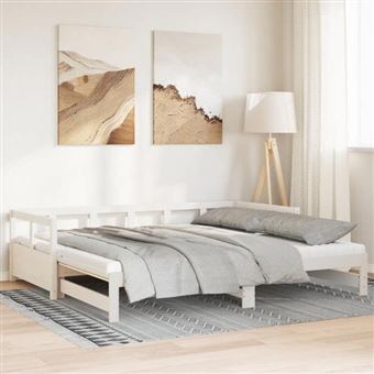 Lit Canapé VidaXL Pin Massif 90x190/200cm Avec Matelas Gris - Neuf