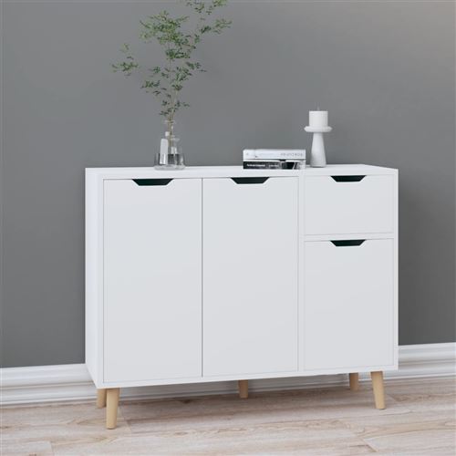vidaXL Buffet Blanc brillant 90x30x72 cm Aggloméré