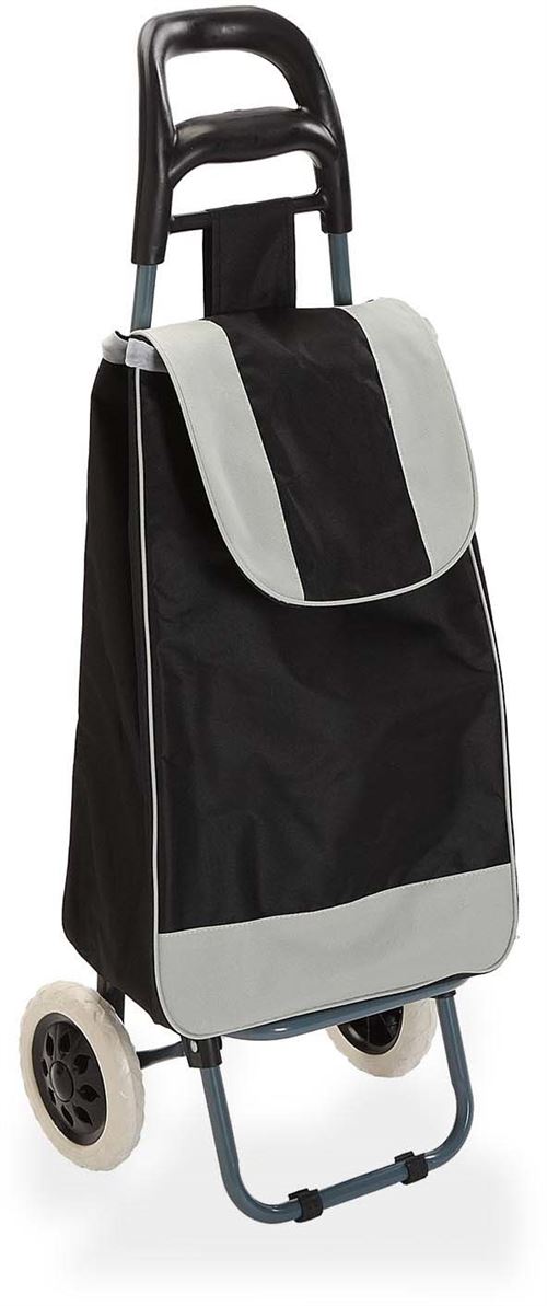 Versa - Chariot shopping en polyester 2 roulettes bicolores noir
