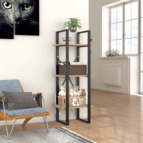 vidaXL Bibliothèque à 3 niveaux Chêne sonoma 40x30x105 cm Aggloméré
