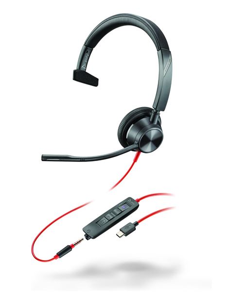 Non Communiqué Noir Hp Poly Blackwire 3315 - Blackwire 3300 Series - Micro-Casque - Sur-Oreille - Filaire - Jack 3,5Mm, Usb-C - Certifié Uc, Certifié Pour Microsoft Teams