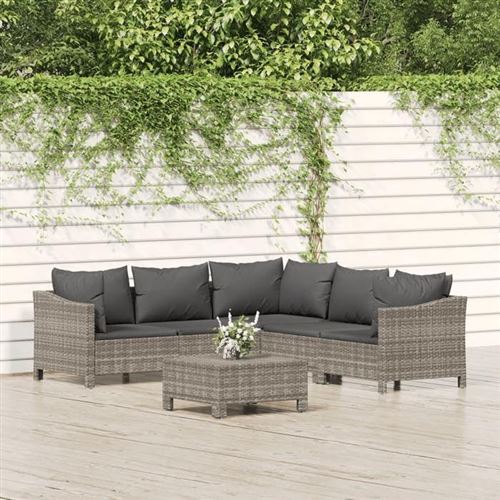 Non Communiqué Gris Salon De Jardin Modulable Vidaxl 6 Pieces Resine Tressee 63 X 63 X 55.5 Cm 6 Personnes