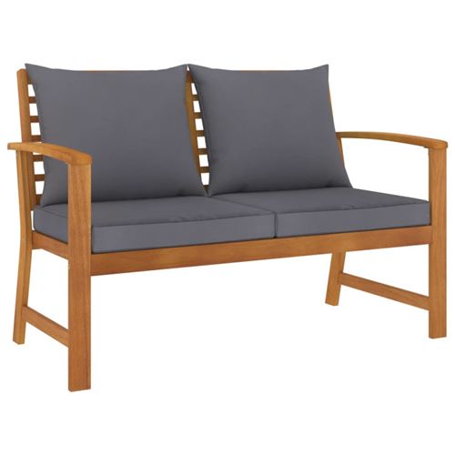 Non Communiqué Gris Banc De Jardin 120Cm Et Coussin Foncé Bois Solide D Acacia