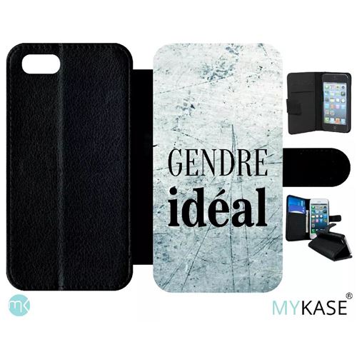 Etui My-Kase pour iPhone Se 2020 - gendre ideal fond texture grunge - Simili-cuir Noir