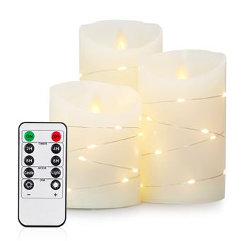 Bougies à LED en Cire FISHTEC X3 Bougies Télécommandées - 1