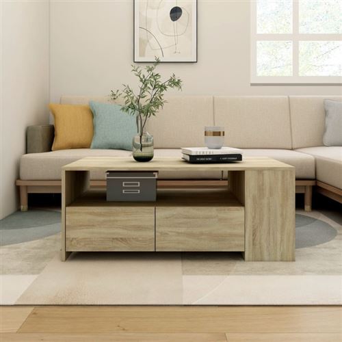 Table basse chêne sonoma 102x55x42 cm bois d ingénierie