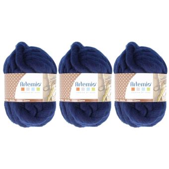 3 pelotes de laine épaisse 10 m - bleu nuit - 1