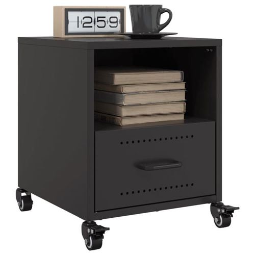 Vidaxl Noir Tables Chevet Acier - Image 3