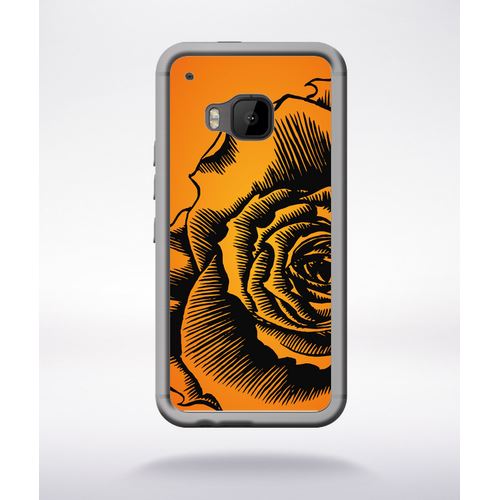Coque Fleur Fond Fond Orange Compatible Htc One M9 Transparent