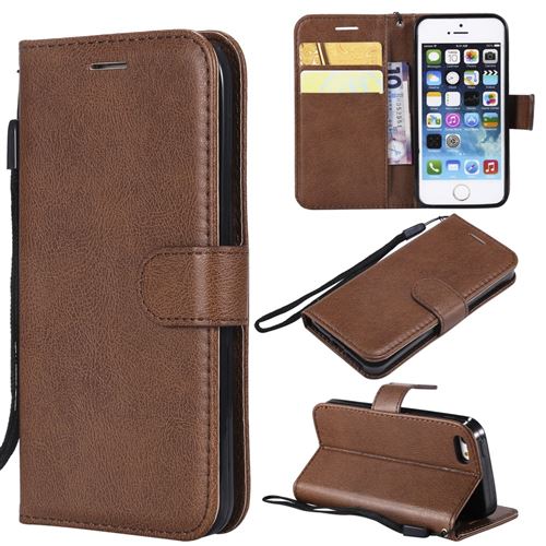 Etui en PU marron pour votre Apple iPhone SE/5s/5