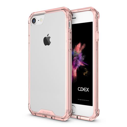 doupi PerfectFit AirClear Coque pour iPhone 8 / 7 (4,7 pouces), Crystal Clear Case arrière BackCase et Pare-chocs de protection cadre Cover, rose