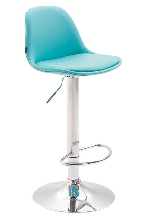 CLP Tabouret de bar Kiel assise et dossier rembourrés similicuir , Chrome/Bleu