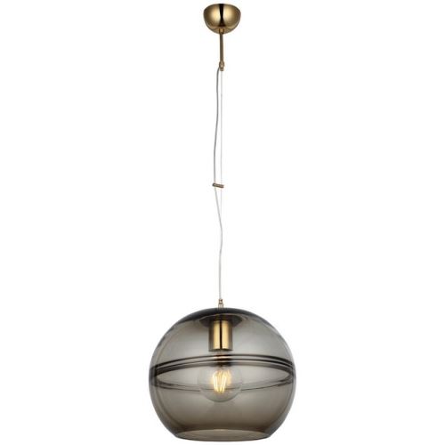 HOMEMANIA Lampe à Suspension Vena - Lustre - Lustre de plafond - Or, Fumer en Métal, Verre, 30 x 30 x 102 cm, 1 x E27, 40W