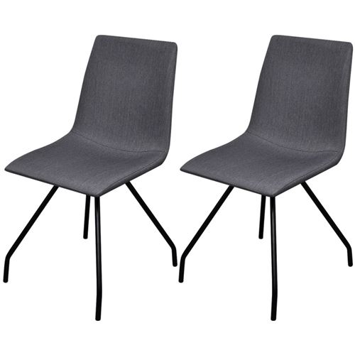 vidaXL Chaise de salle à manger et pieds en fer 2 pcs Tissu Gris foncé