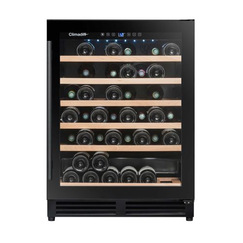 Climadiff CBU51S2B - Cave à vin - encastré - encastrable - largeur : 59.5 cm - profondeur : 57.5 cm - hauteur : 82 cm - 143 litres - classe F - noir