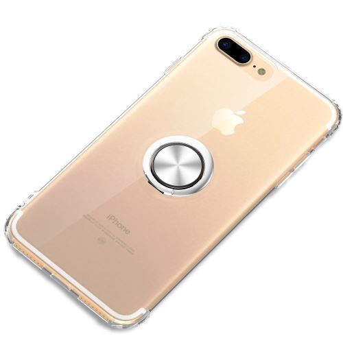 Coque en TPU support de bague en alliage de zinc transparent pour votre Apple iPhone 8 Plus/7 Plus 5.5 pouces
