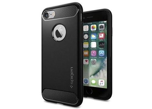 Spigen Rugged Armor - Achterzijde behuizing voor mobiele telefoon - koolstofvezel, thermoplastic polyurethaan (TPU) - zwart - voor Apple iPhone 7