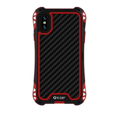 Coque en TPU Fibre de carbone 360 ​​° tout autour rouge/noir pour votre Apple iPhone XS/S