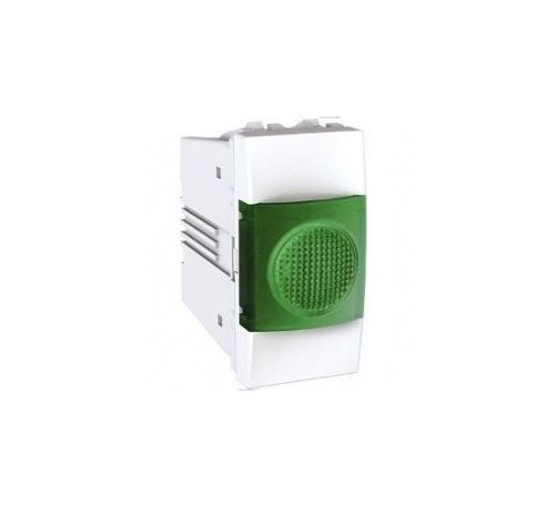 Voyant lumineux Unica - 1 module - Cadre blanc, voyant vert