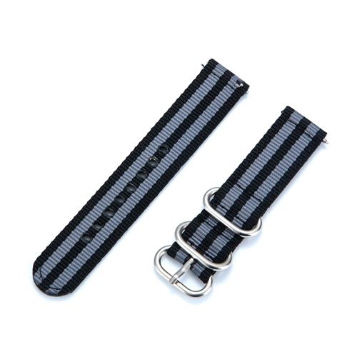 Bracelet en PU Toile à trois boucles 20 mm noir/gris/noir/gris/noir pour votre Garmin 245/Vivoactive 3/Venu/Vivomove HR