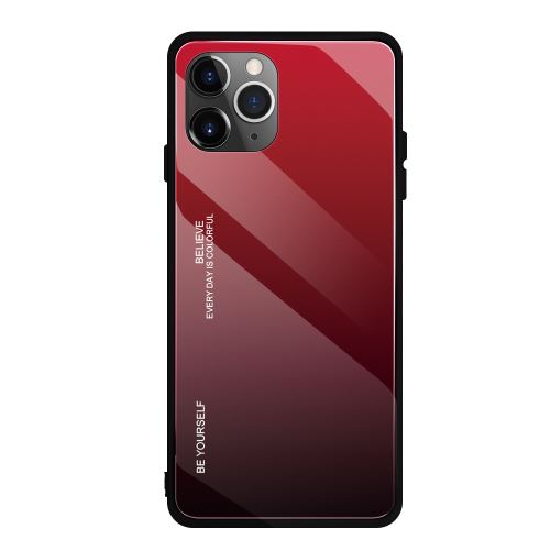 Coque en verre trempé dégradé de couleur pour Apple iPhone 11 Pro 5.8 - Rouge