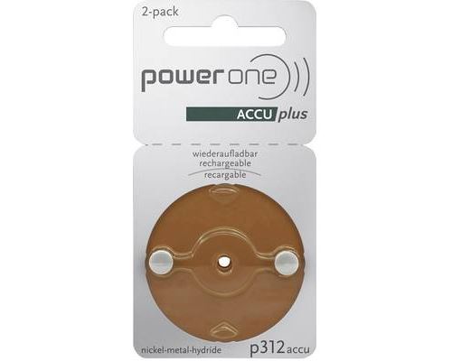 Accus rechargeables PowerOne 312 pour aide auditive (pack de 2)
