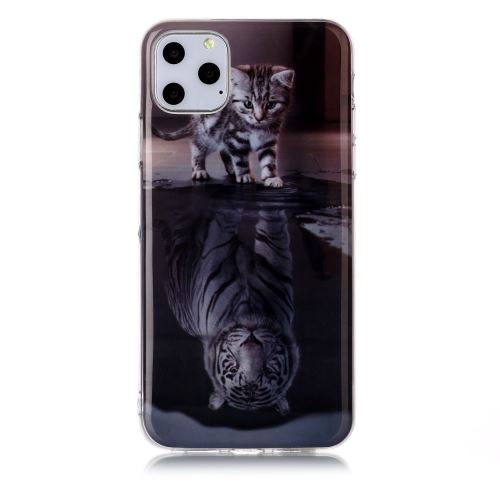 Coque en TPU impression de modèle animal flexi reflet du chat et du tigre pour votre Apple iPhone XS Max (2019) 6.5 pouces