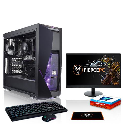 Fierce Tormentor PC Gamer - Vite 6 x 4.6GHz Hex-Core Intel Core i7 8700, 512Go M.2 SSD, 16Go of 2666MHz DDR4 RAM, NVIDIA GeForce GTX 1650 4Go, HDMI, USB3, Wi - Fi, Windows 10 installé, Clavier (UK/QWERTY), Souris, moniteur 24 pouces 1137420