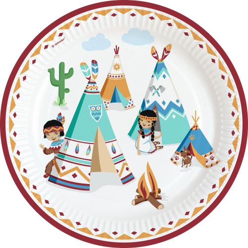 Amscan assiettes indiens 22,8 cm papier blanc 8 pièces