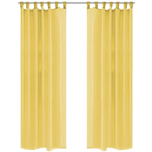 vidaXL Gordijnen voile 140x225 cm geel 2 st