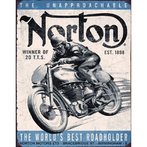 Plaque métallique Rectangulaire Norton Motorcycle 40.5 x 31.5 cm