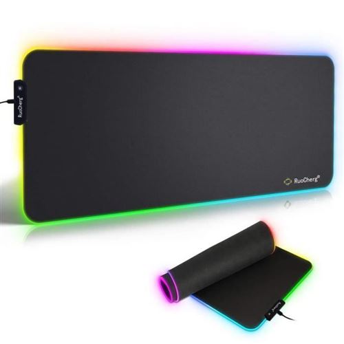 Tapis de souris Gaming XXL Lumineux LED Couleur Grand Sous Main Bureau Gamer