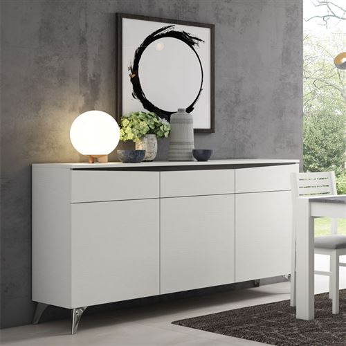 Buffet 3 portes Bois blanc/Bois noir - MAGNOLA