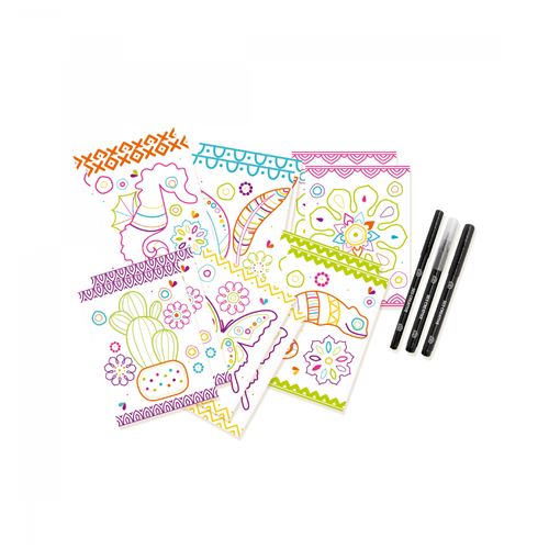Doodle cartes illustrées à colorier