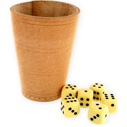 Nürnberger Spielkarten-Verlag GmbH nsv – 6021 – Pots à dés en cuir avec 6 dés dans une boîte pliante et instructions, XXL de jeu de dés