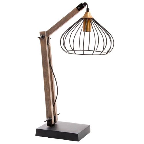 Lampe rétro en métal et bois 64 cm