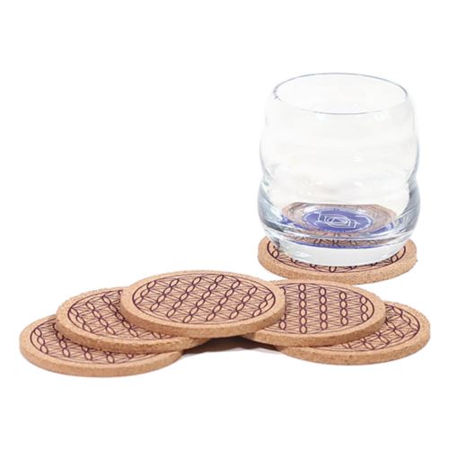 Set de 6 sous-verres en liège - Fleur de Vie