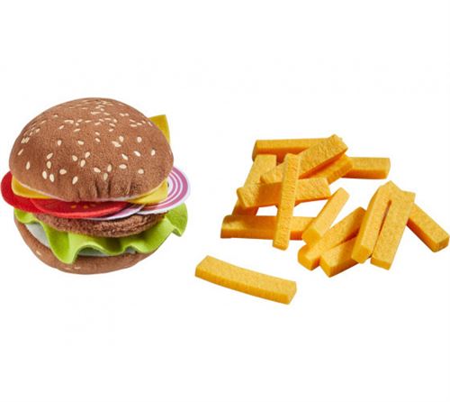 Haba nourriture jouet Hamburger avec frites 8 x 8 cm polyester