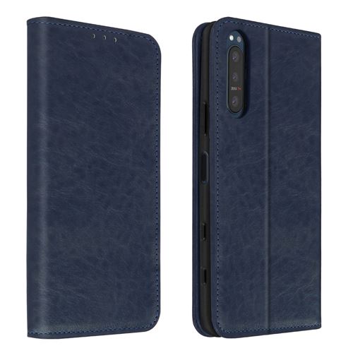 Avizar Housse pour Sony Xperia 5 2 Folio Vintage Porte-carte Fonction Support Bleu Nuit