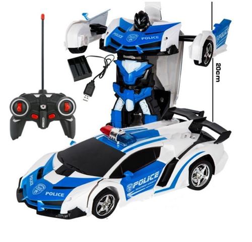 Électrique Télécommande Car Robot Deformable Télécommande Vehicle ，1:18， bleu ，28cm * 14cm * 12 cm