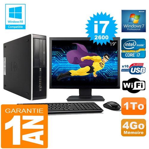 Pc hp compaq 8300 sff core i7-2600 ram 4go disque 1 to wifi w7 ecran 19'