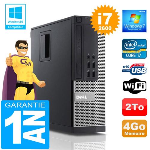 Pc dell 990 sff core i7-2600 ram 4go disque 2 to wifi w7