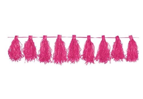 Amscan guirlande avec pompons Garland3 mètres rose
