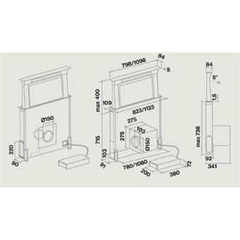 Falmec DOWNDRAFT - Hotte - Courant descendant - Niche - largeur : 111 cm - profondeur : 9.8 cm - evacuation & recyclage - acier inoxydable