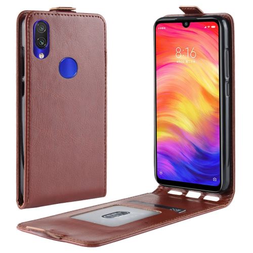 Etui en PU retournement vertical marron pour votre Xiaomi Redmi Note 7