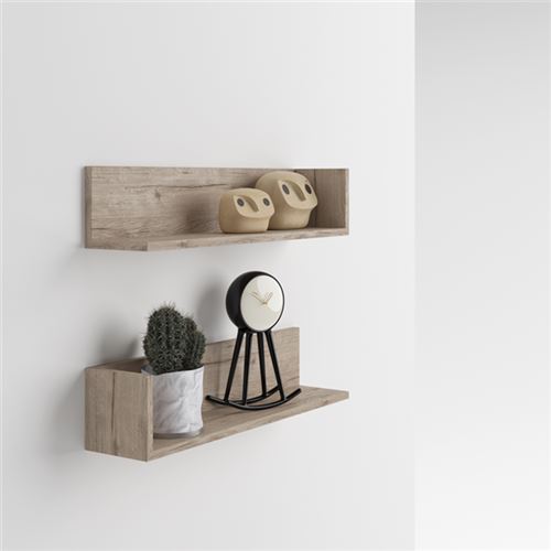 Mobilifiver Paire d'étagères Luxury, en Mélaminé, Chêne Naturel, 75 x 16,5 x 16,5 cm, Mélaminé, Made in Italy