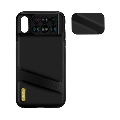 Coque en TPU 6-en-1 grand angle fisheye téléobjectif macro macro filtre caméra externe hybride noir pour votre Apple iPhone XS Max 6.5 inch